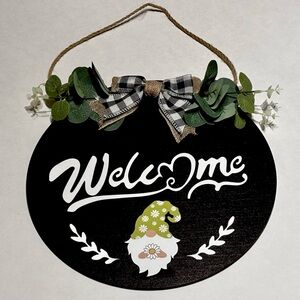 Welcome Sign Front Door Hanger 16 Interchangeable Pieces Seasonal Gnome Decor